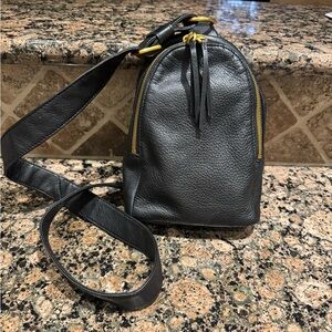 HOBO “Fern” black leather sling bag